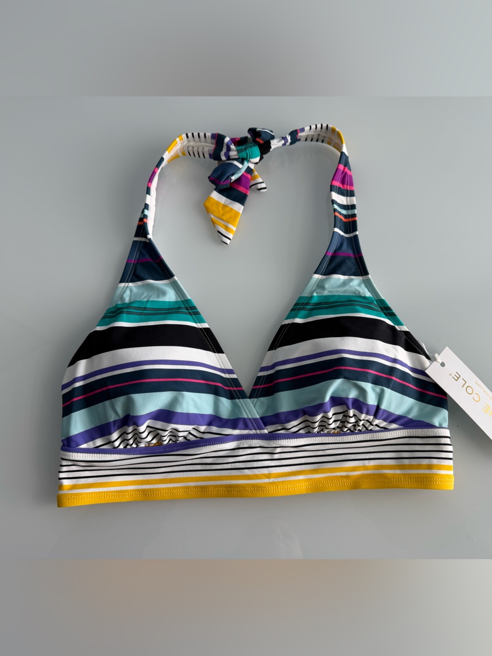 Anne Cole Women’s Multicolor Striped Halter Bikini Top Size Large